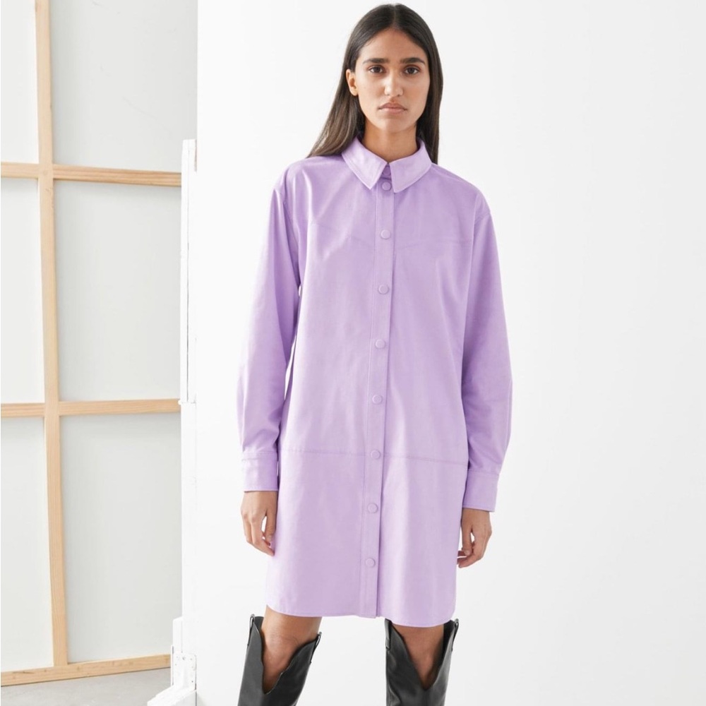 & Other Stories Lavender Mock Suede Shirt Dress / Shacket